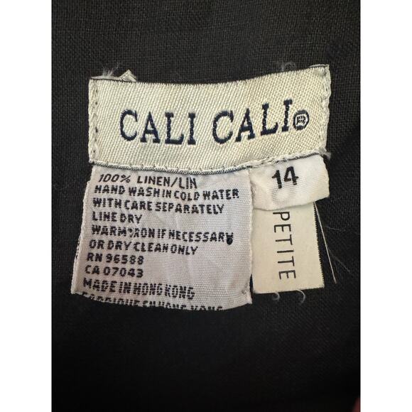 Vintage Cali Cali black Linen Crochet Sleeveless Maxi Dress button size 14 P - Picture 12 of 13